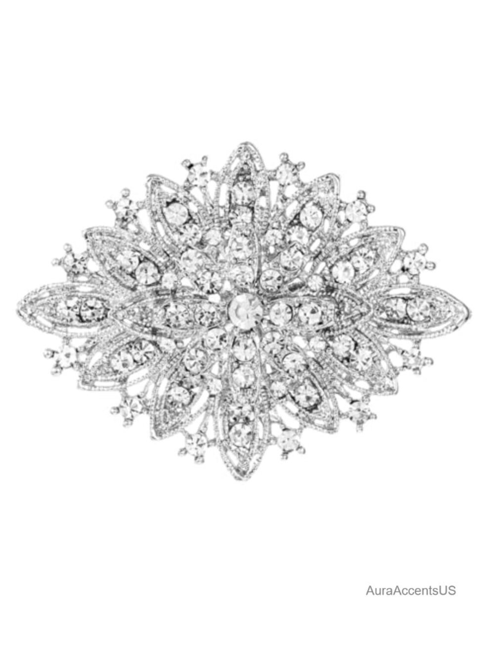 Rhinestone Crystal Brooch Pin Vintage Elegant Floral Lapel Pin for Wedding